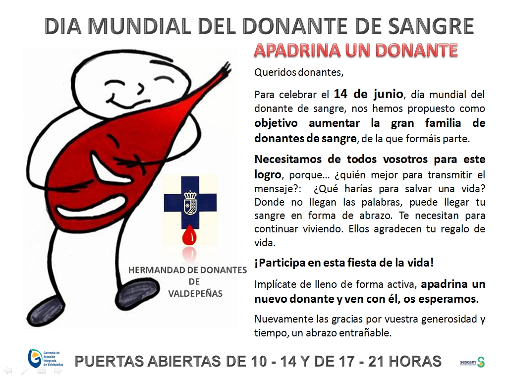 Día 14 de juniocelebración del Día mundial del Donante de Sangre 2017